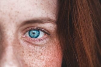 red headed woman eye