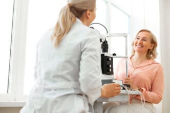 woman at eye exam