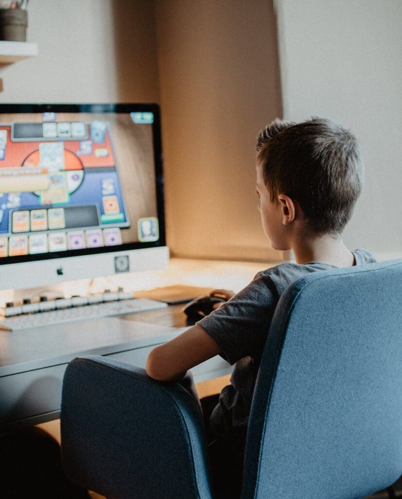 young boy on computer