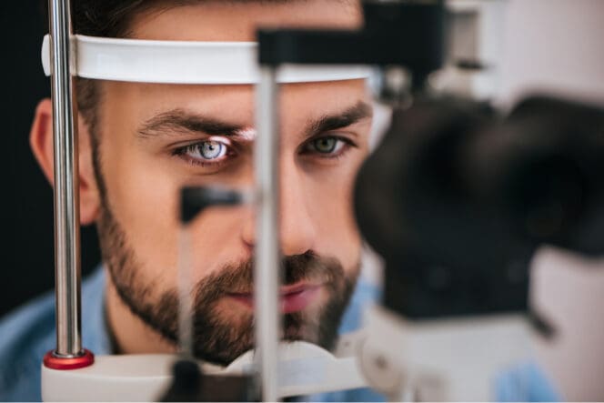 man getting glaucoma exam