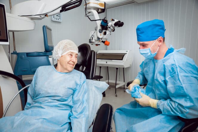 woman undergoing cataract surgery