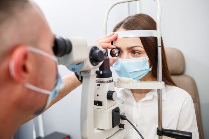 woman eyesight testing