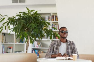 blind man reading