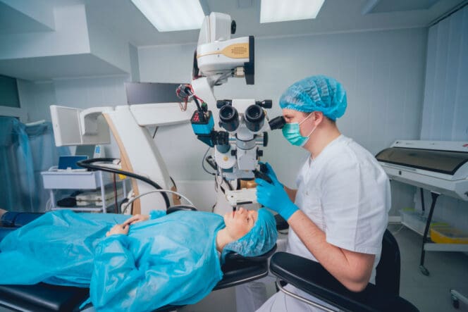 doctor performing LASIK eye surgery