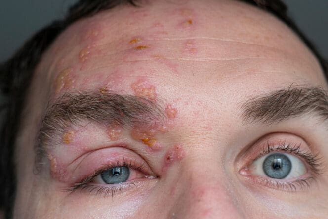 shingles rash on face