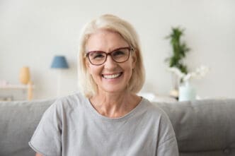 woman with new prescription lenses